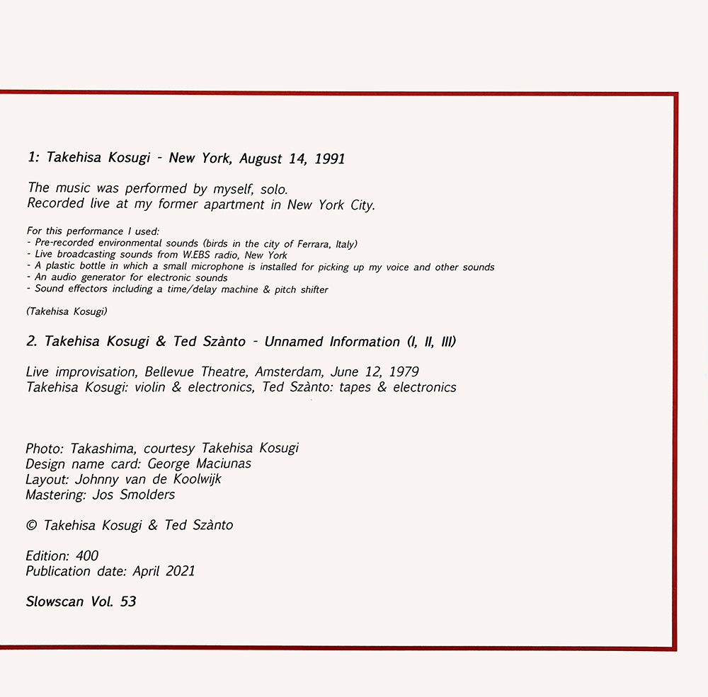 Takehisa Kosugi - Takehisa Kosugi 2LP - Image 2